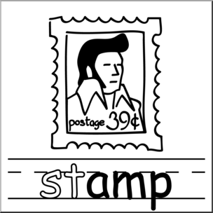 Clip Art: Basic Words: -amp Phonics: Stamp B&W