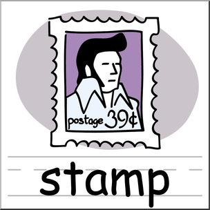 Clip Art: Basic Words: Stamp Color Labeled