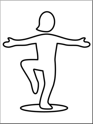 Clip Art: Simple Exercise: Standing On One Foot B&W