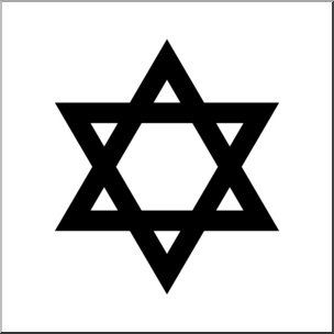 Clip Art: Religious Symbols: Star of David 2 B&W