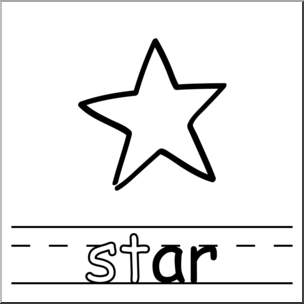 Clip Art: Basic Words: -ar Phonics: Star B&W