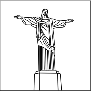 Clip Art: Statue of Christ the Redeemer B&W