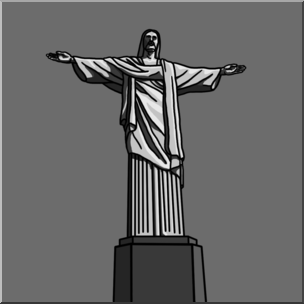 Clip Art: Statue of Christ the Redeemer Grayscale