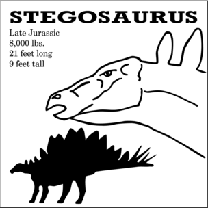 Clip Art: Dinosaurs: Stegosaurus B&W
