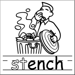 Clip Art: Basic Words: -ench Phonics: Stench B&W