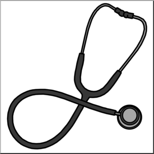 Clip Art: Medicine & Medical Technology: Stethoscope Grayscale
