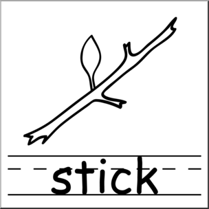 Clip Art: Basic Words: Stick B&W Labeled
