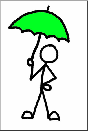 Clip Art: Stick Guy Umbrella Color