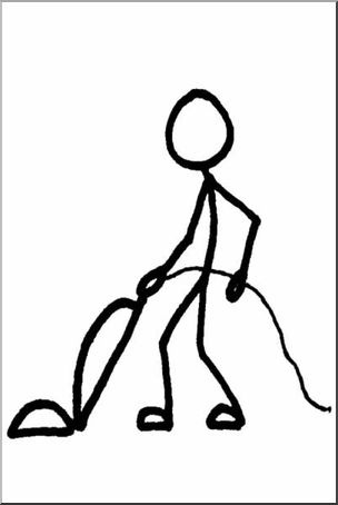 Clip Art: Stick Guy Vacuum B&W