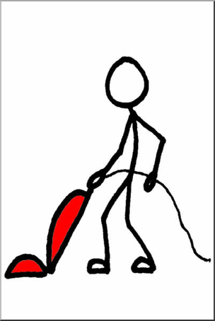 Clip Art: Stick Guy Vacuum Color