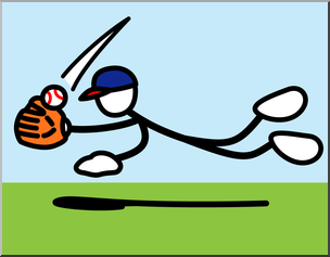 Clip Art: Stick Guy Baseball Catch Color