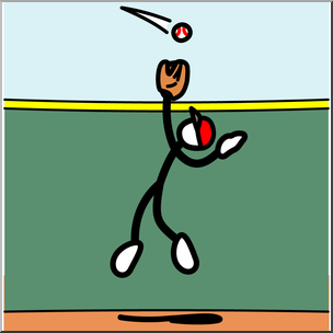 Clip Art: Stick Guy Baseball Home Run Color