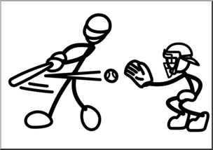Clip Art: Stick Guy Baseball Strike B&W