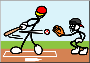 Clip Art: Stick Guy Baseball Strike Color