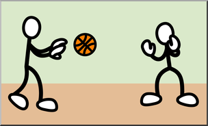 Clip Art: Stick Guy Basketball Pass Color