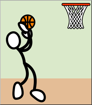 Clip Art: Stick Guy Basketball Shot Color