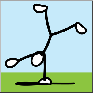Clip Art: Stick Guy Gymnastics Cartwheel Color
