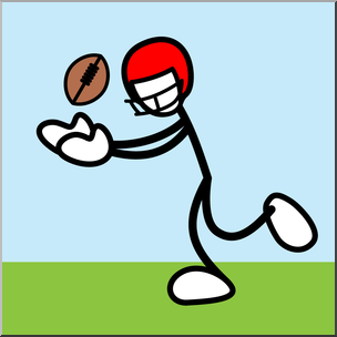 Clip Art: Stick Guy Football Catch Color