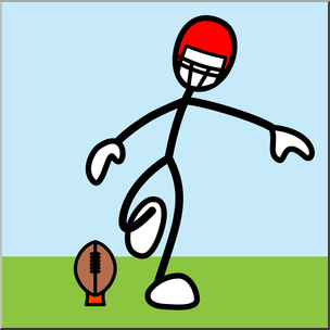 Clip Art: Stick Guy Football Kickoff Color