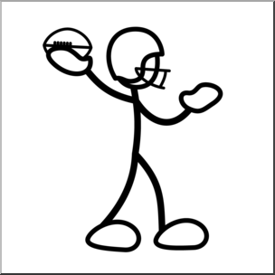 Clip Art: Stick Guy Football Pass B&W
