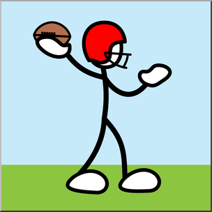 Clip Art: Stick Guy Football Pass Color