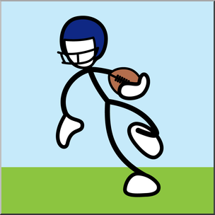 Clip Art: Stick Guy Football Run Color