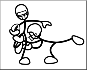 Clip Art: Stick Guy Football Tackle B&W