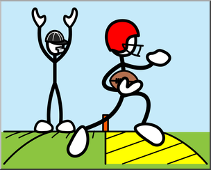 Clip Art: Stick Guy Football Touchdown Color