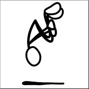 Clip Art: Stick Guy Gymnastics Front Flip B&W