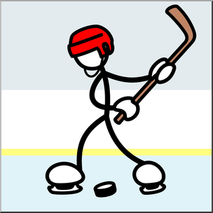 Clip Art: Stick Guy Ice Hockey Slap Shot Color