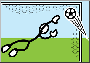 Clip Art: Stick Guy Football/Soccer Goal Color