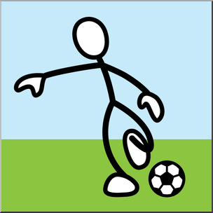 Clip Art: Stick Guy Football/Soccer Kick Color