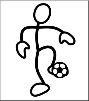 Clip Art: Stick Guy Football/Soccer Trap B&W