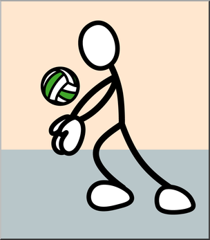 Clip Art: Stick Guy Volleyball Pass Color