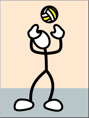 Clip Art: Stick Guy Volleyball Set Color