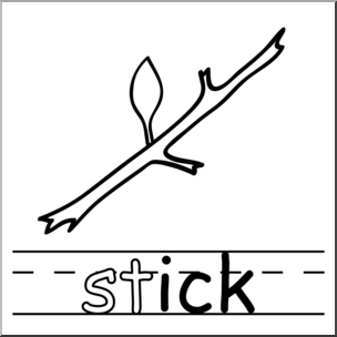 Clip Art: Basic Words: -ick Phonics: Stick B&W