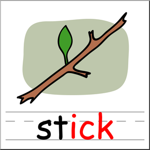 Clip Art: Basic Words: -ick Phonics: Stick Color