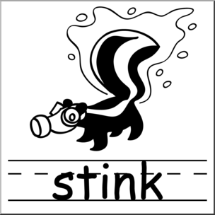 Clip Art: Basic Words: Stink B&W Labeled