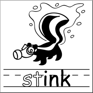 Clip Art: Basic Words: -ink Phonics: Stink B&W