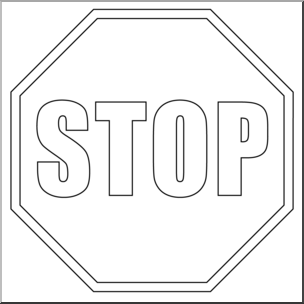 Clip Art: Signs: Stop Sign B&W