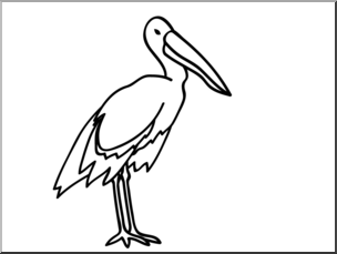 Clip Art: Basic Words: Stork B&W Unlabeled