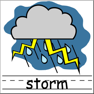 Clip Art: Weather Icons: Storm Color Labeled