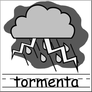 Clip Art: Weather Icons Spanish: Tormenta Grayscale