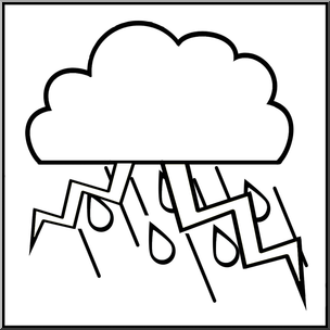 Clip Art: Weather Icons: Storm B&W Unlabeled
