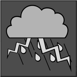 Clip Art: Weather Icons: Storm Grayscale Unlabeled