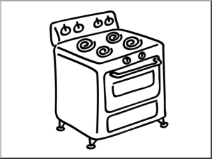 Clip Art: Basic Words: Stove B&W Unlabeled