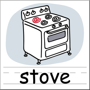 Clip Art: Basic Words: Stove Color Labeled