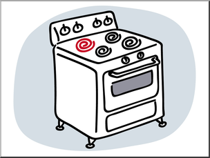 Clip Art: Basic Words: Stove Color Unlabeled