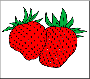 Clip Art: Fruit: Realistic Strawberries Color 1