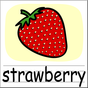 Clip Art: Basic Words: Strawberry Color Labeled